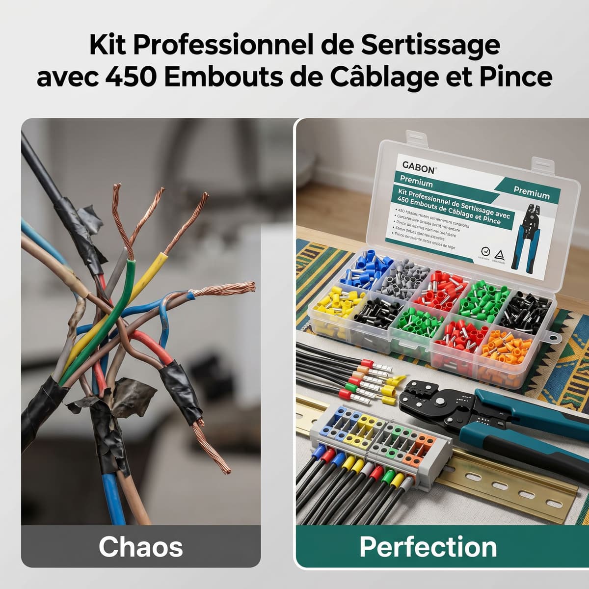 Kit Professionnel de Sertissage avec 450 Embouts de Câblage et Pince 4