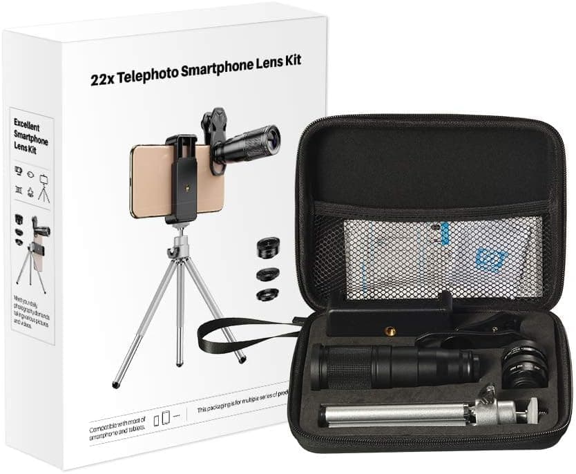 Kit téléobjectif Apexel 4 en 1 avec mini trépied pour téléphones portables 3